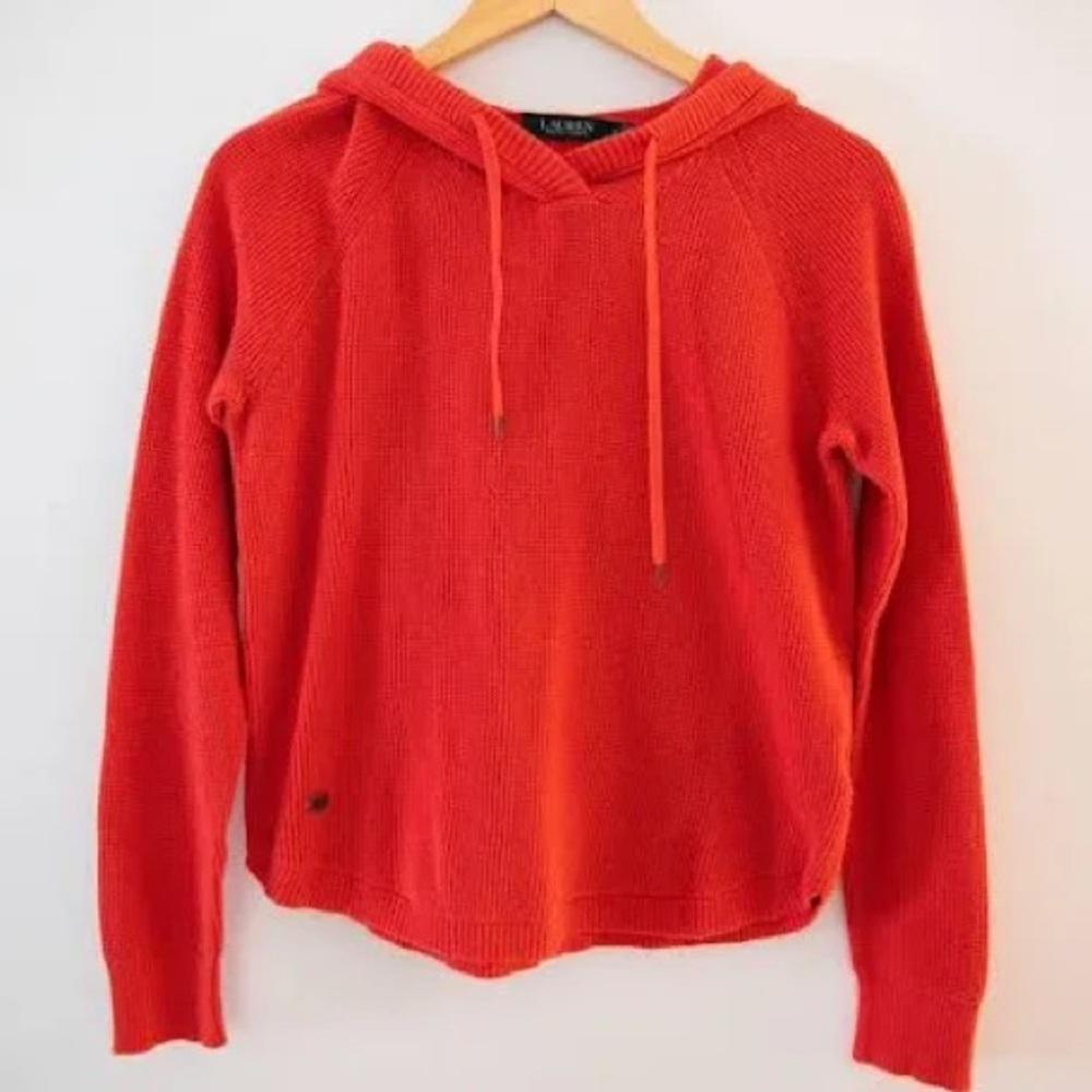 Lauren Ralph Lauren red cotton knit hooded sweater